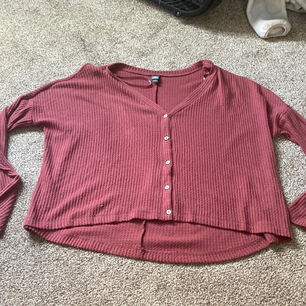 Cropped button up sweater
